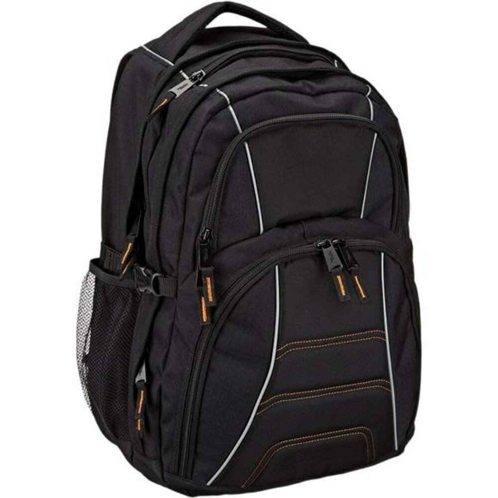 Basics Black Laptop Backpack Fits 17 Inch Travel School Work Bag Organizer